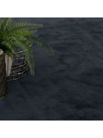 KADIMA DESIGN Teppich Kurzflor waschbar Unifarben Wohnzimmer in Marineblau