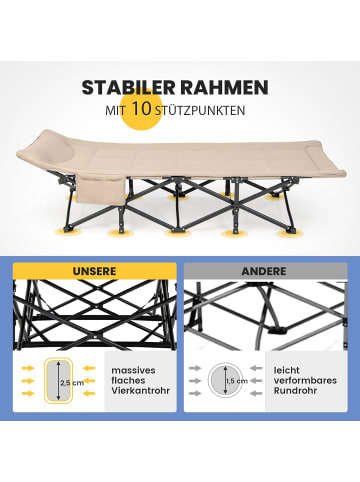 COSTWAY Feldbett mit Matratze in Khaki
