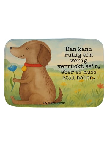 Mr. & Mrs. Panda Teppich Bad Hund Blume Design mit Spruch in Weiß