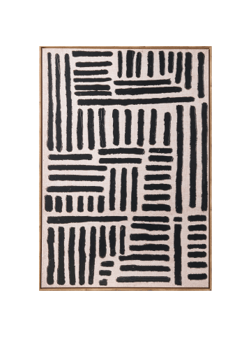Beliani Wandbild mit Rahmen NAVAN in Schwarz/Weiß/Braun - (W) 73 x (H) 103 x (L) 4 cm
