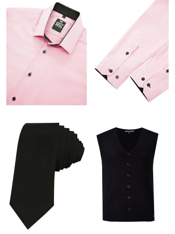 Rusty Neal Hemd mit Weste und Krawatte in Rosa