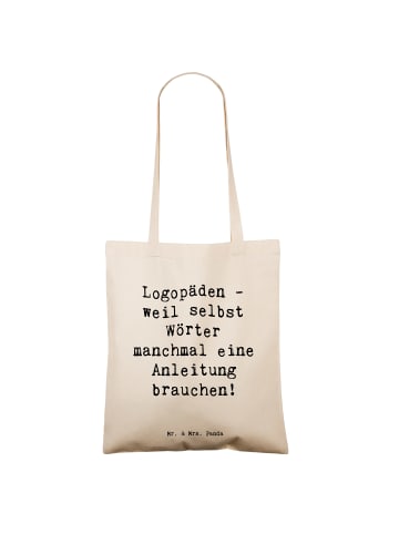 Mr. & Mrs. Panda Tote Bag Spruch Logopädin Helden mit Spruch in Creme