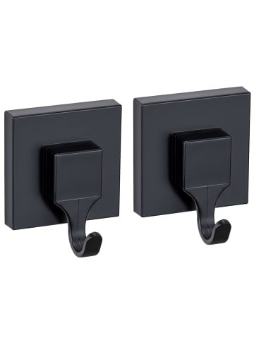 Wenko Handtuchhaken QUADRO, 2er-Set in Schwarz, (B) 5 x (H) 7 x (L) 6 cm