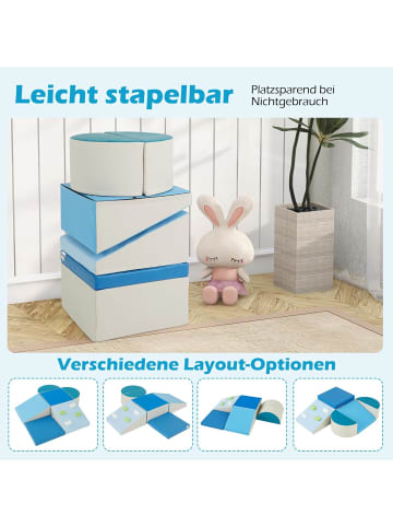 COSTWAY 6 tlg. Softbausteine Kinder mit Kletterfelsen in Blau