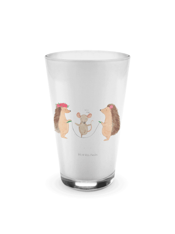 Mr. & Mrs. Panda Latte Macchiato Glas Igel Seilhüpfen ohne Spruch in Transparent