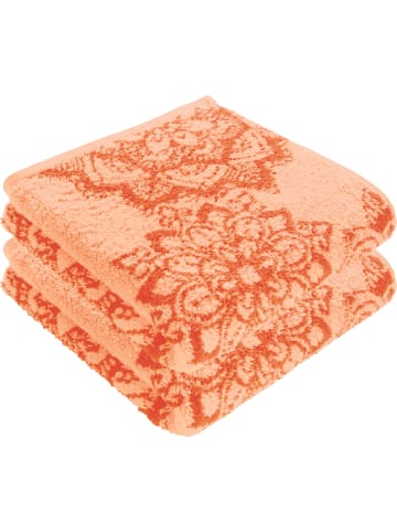 Erwin Müller Frottier, Jacquard Duschtuch 2er-Pack Bühl in apricot/orange