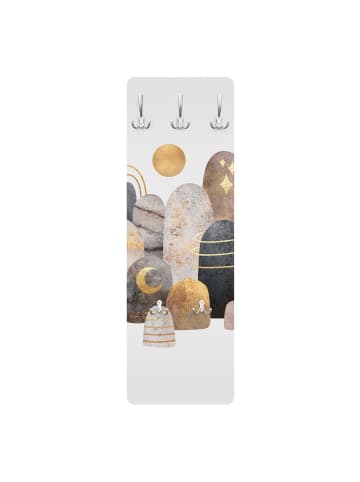 WALLART Garderobe - Elisabeth Fredriksson - Gold Berge mit Mond in Gold