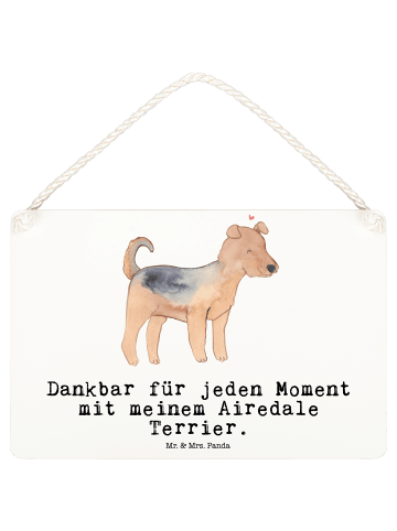 Mr. & Mrs. Panda Deko Schild Airedale Terrier Moment mit Spruch in Weiß
