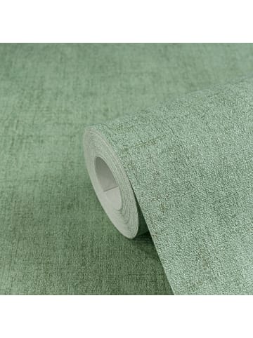 A.S. Création Tapete Soft Linen in Eukalyptusgrün 
