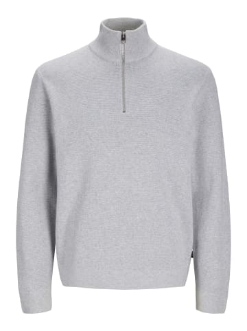 JACK & JONES Junior Strickjacke mit Viertelreißverschluss in Light Grey Melange