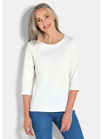 GOLDNER Langarmshirt Basic Shirt mit U-Boot-Ausschnitt in cremeweiß