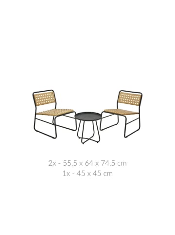 Ambiance Gartenmöbelset mit Elementen aus Rattan in Schwarz, 23 x 66,5 x 50 cm
