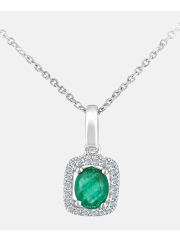 Diamant L'éternel Halskette mit Anhänger aus 375 Weißgold mit Diamant mit Smaragd