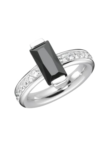 Giorgio Martello Milano Ring Mit Zirkonia Weiß Und Schwarz in Schwarz-Weiss