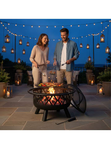 relaxdays Feuerschale in Schwarz - Ø 75 cm
