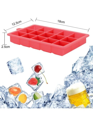 Intirilife 2x Eiswürfelformen mit Deckel in ROT