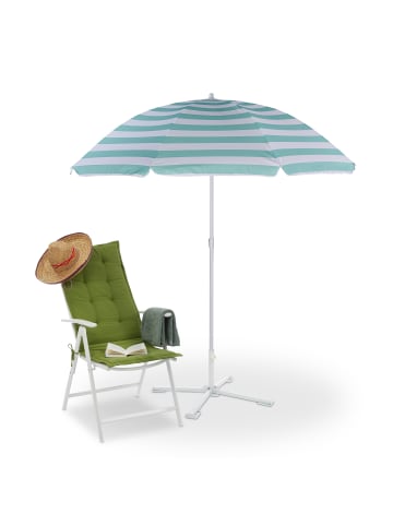 relaxdays Sonnenschirm in Weiß/ Türkis - Ø 160 cm