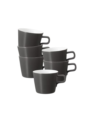 Seltmann Weiden 6er Set Cappuccino-/Teetassen No Limits Moments 0,26 l in weiß-grau