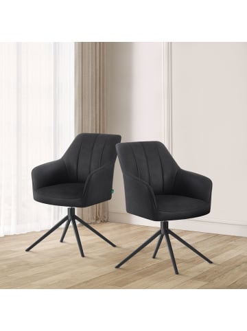 DUBI Möbel 2er-Set: Drehstuhl THOMAS-MILA in Wildleder-Schwarz - (B)57 x (H)85 x  (T)62 cm