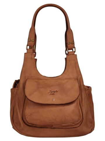 Samantha Look Umhängetasche echt Leder in cognac