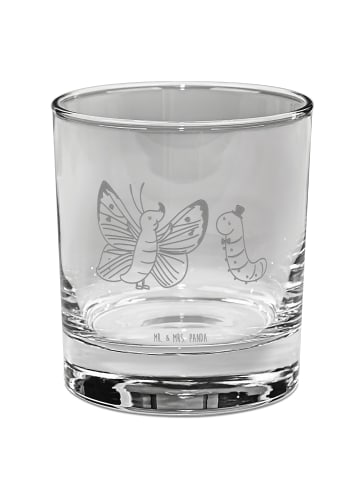 Mr. & Mrs. Panda Whiskey Glas Raupe Schmetterling ohne Spruch in Transparent