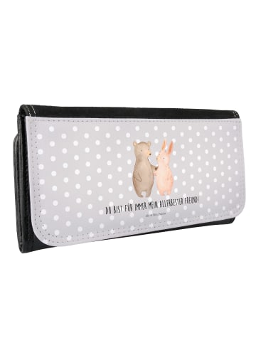Mr. & Mrs. Panda Wallet Bär und Hase Umarmen mit Spruch in Grau Pastell