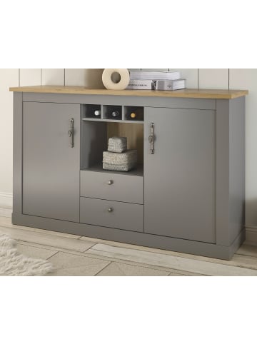Furn.Design Sideboard grau, Artisan Eiche Landhaus 166 cm, Kommode mit viel Stauraum