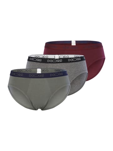 HOM 3-Pack Mini Briefs Boxerlines #1 in Grau/Khaki/Rot