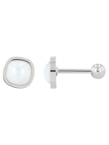 Adeliás Damen Ohrringe – Ohrstecker aus Edelstahl mit Perlmutt in silber