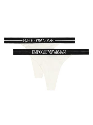 Emporio Armani 2er Pack Thong in Creme