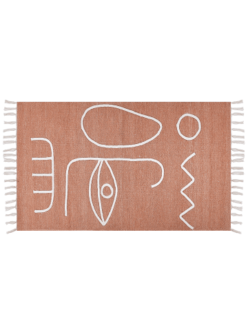 Beliani Geflochtener Teppich YAVU in Rot/Weiß - (W) 80 x (H) 80 x (L) 150 cm