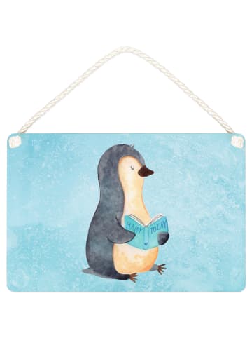 Mr. & Mrs. Panda Deko Schild Pinguin Buch ohne Spruch in Eisblau