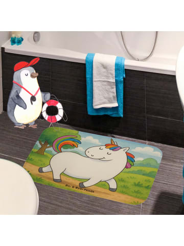 Mr. & Mrs. Panda Badteppich Einhorn Stolzieren Design ohne Spruch in Weiß