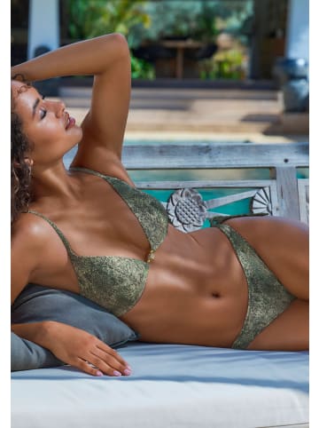 JETTE Triangel-Bikini in oliv bedruckt