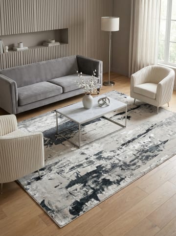 KADIMA DESIGN Teppich Velours-Kurzflor, Metallic Gletscher-Design Silbergrau, Hochglanz