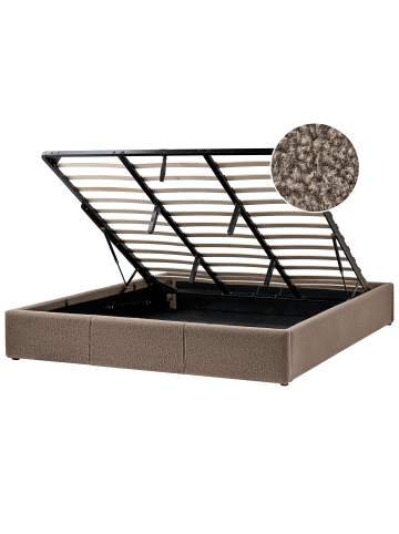 Beliani Doppelbett DINAN in Beige/Schwarz - (W) 187 x (H) 31 x (L) 214 cm