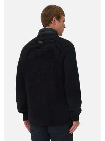 Camel Active Strickjacke mit einrollbarer Kapuze in Schwarz