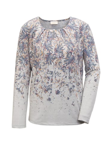 GOLDNER Kurzgröße:  Druckshirt mit aufwendigem Ausschnitt in hellflieder / gemustert