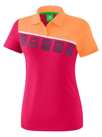 erima 5-C Poloshirt in love rose/peach/weiss