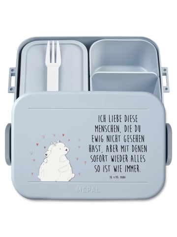 Mr. & Mrs. Panda Snack Box Eisbär Umarmen Motiv mit Spruch in Blau Pastell