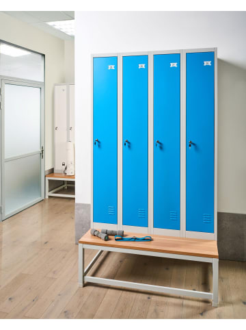 Beliani Spind mit 4 Türen und Sitzbank ATHLETE in Grau/Blau