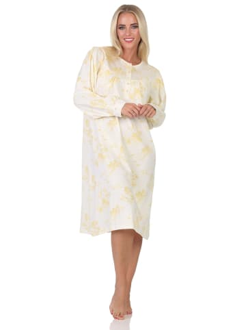 NORMANN Langarm Nachthemd klassische Design Knopfleiste am Hals - 87411 in vanille