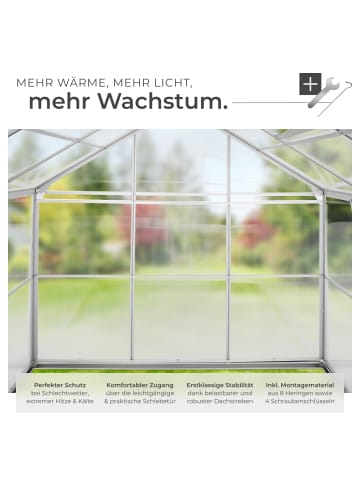 tectake Treibhaus aus Aluminium mit Fundament, UV-beständig