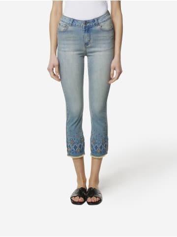 KOROSHI Gemusterte denim-jeans mit bestickung pushup in blau