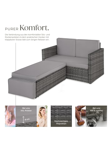 tectake Rattan Lounge, Hocker mit klappbarer Stütze