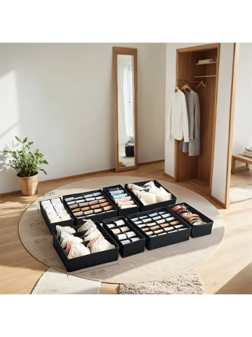 SONGMICS 8er-Set: Aufbewahrungsbox Tina in Schwarz - (B)16 x (H)10 x (T)32 cm
