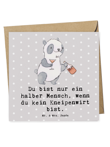 Mr. & Mrs. Panda Deluxe Karte Kneipenwirt Herz mit Spruch in Grau Pastell