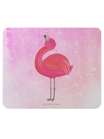 Mr. & Mrs. Panda Mauspad Flamingo Stolz ohne Spruch in Aquarell Pink