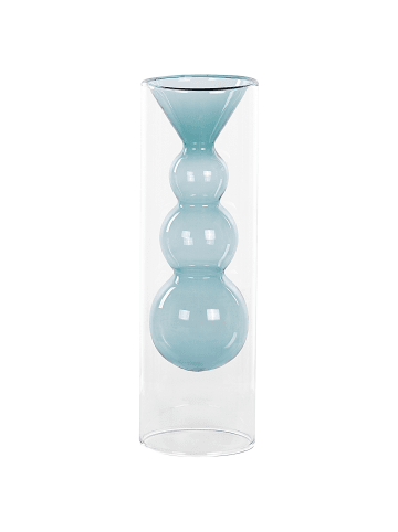 Beliani Blumenvase KALOCHI in Transparent/Blau - (W) 7 x (H) 27 x (L) 7 cm