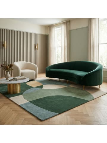 KADIMA DESIGN Teppich Wolle Handgetuftet AIRE Abstrakt Wohnzimmer Modern in Grün-Blau